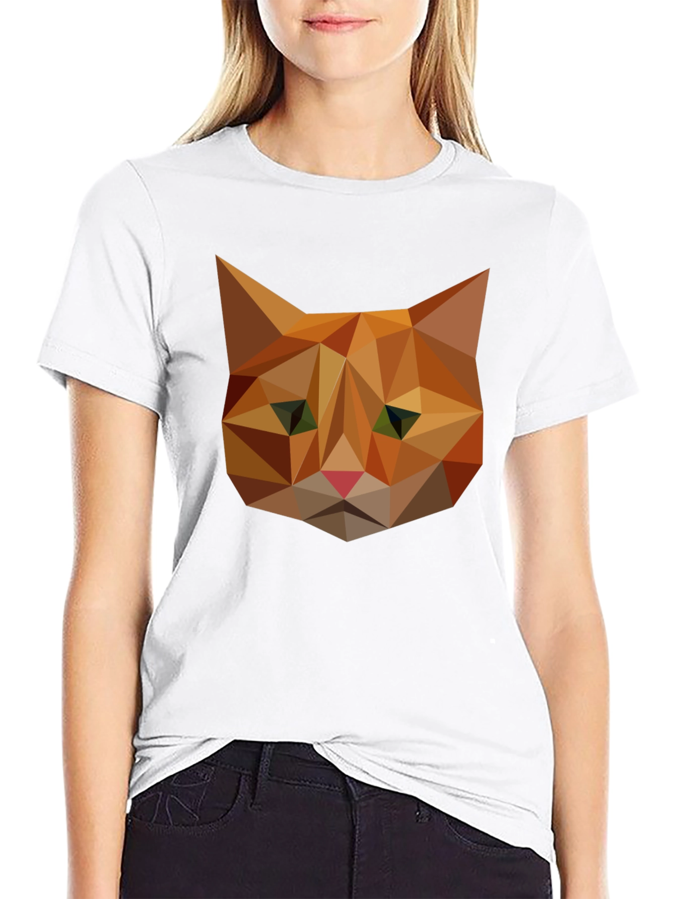 Geometric Cat Tee - Modern Graphic Print