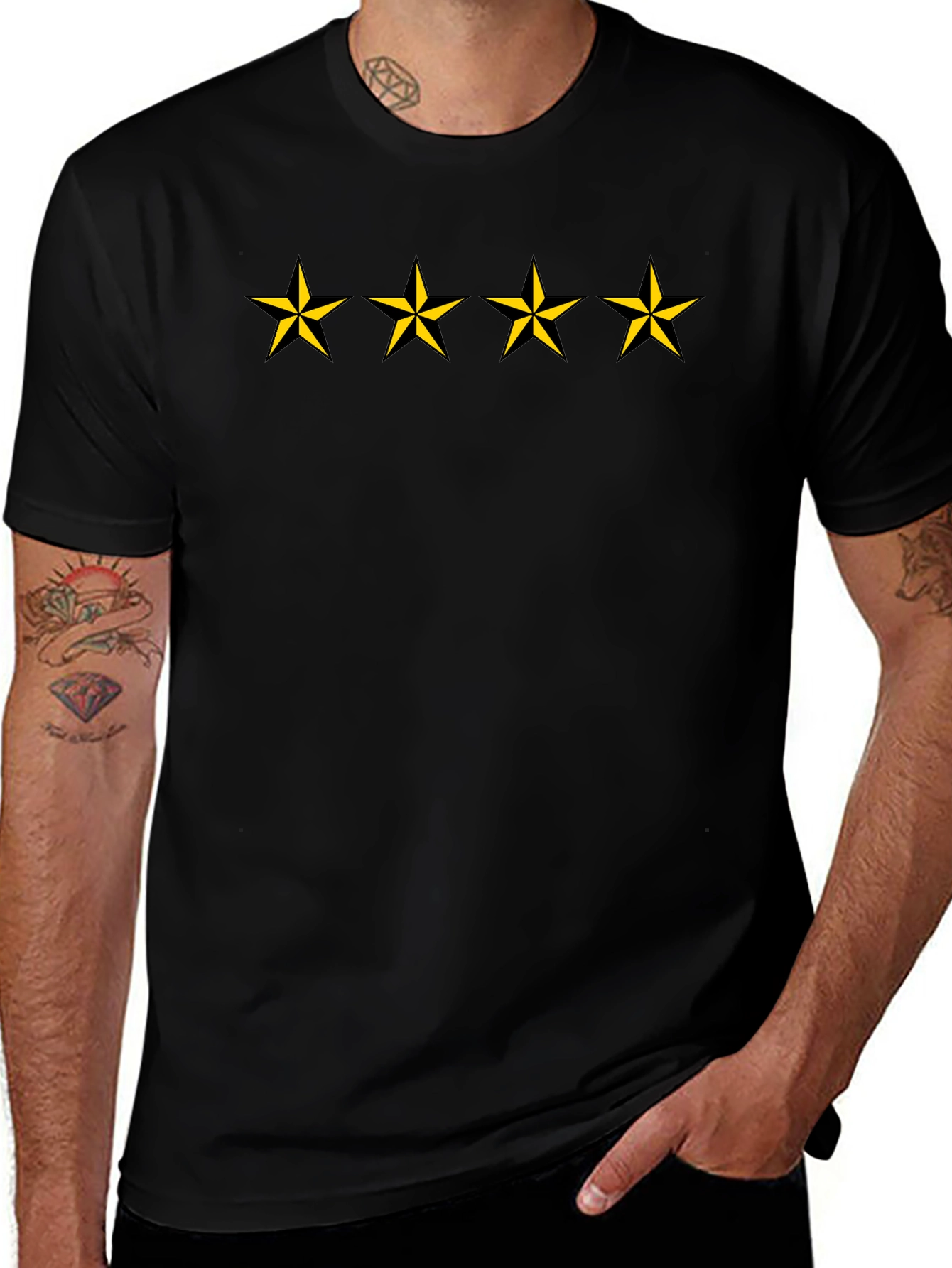Stars Graphic Black T-Shirt