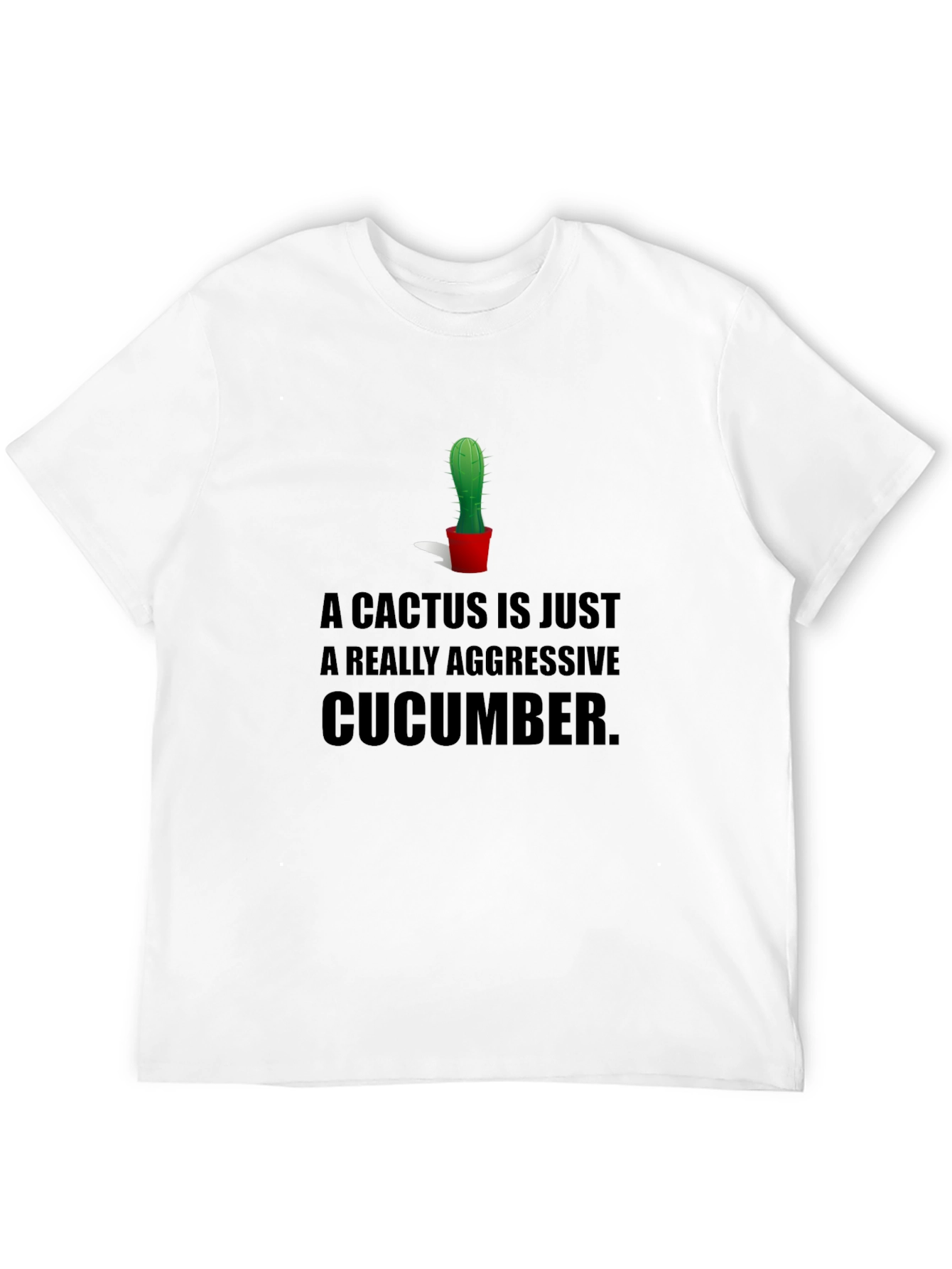 Cactus Cucumber Graphic Tee - Humorous Black T-Shirt