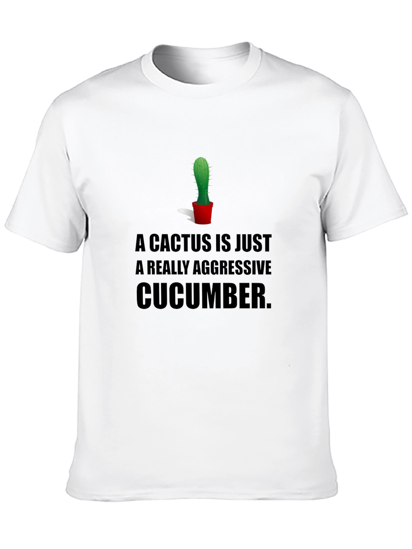 Cactus Cucumber Graphic Tee - Humorous Black T-Shirt