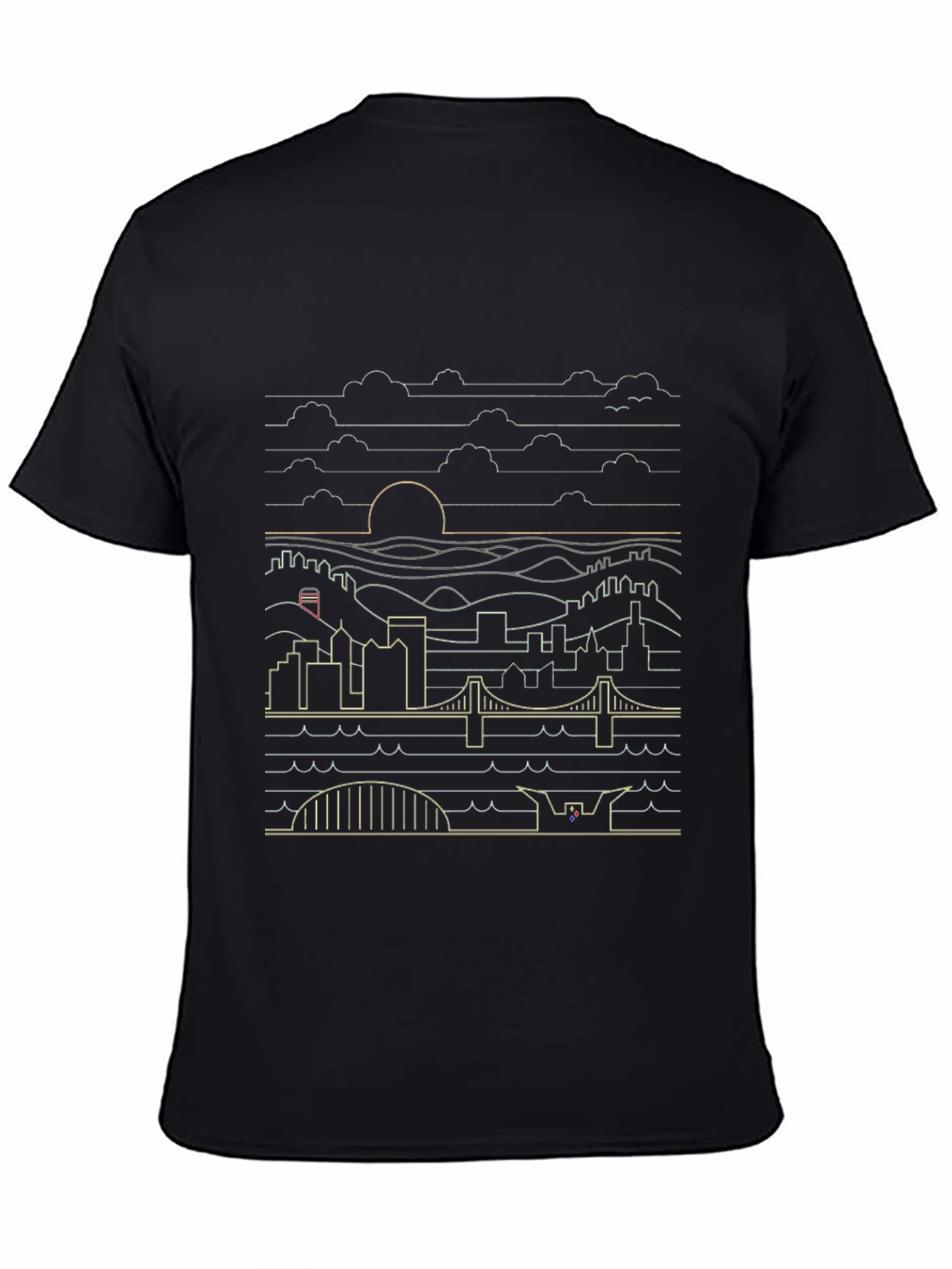 Cityscape Line Art Graphic Tee - Stylish Urban Design