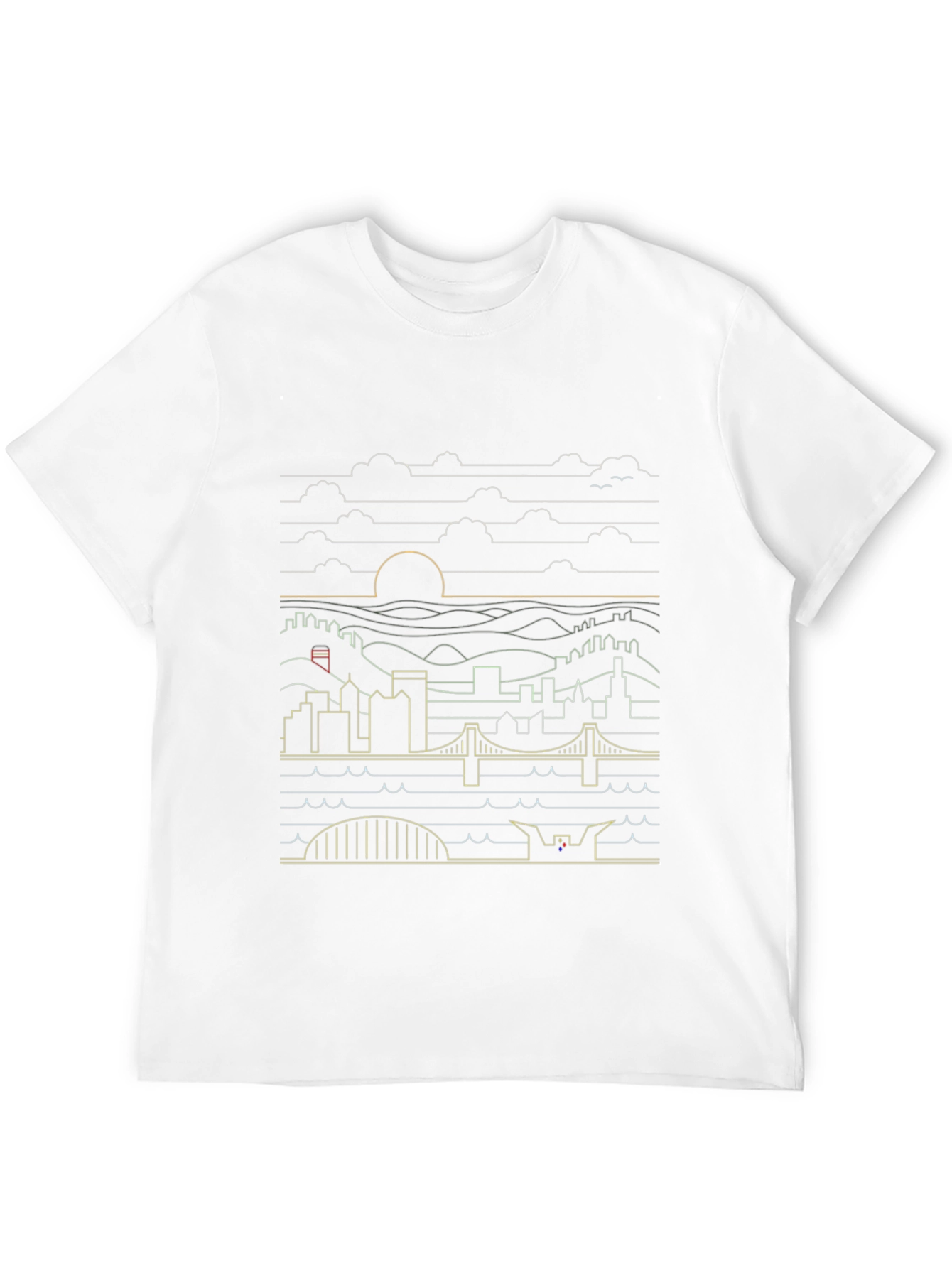 Cityscape Line Art Graphic Tee - Stylish Urban Design