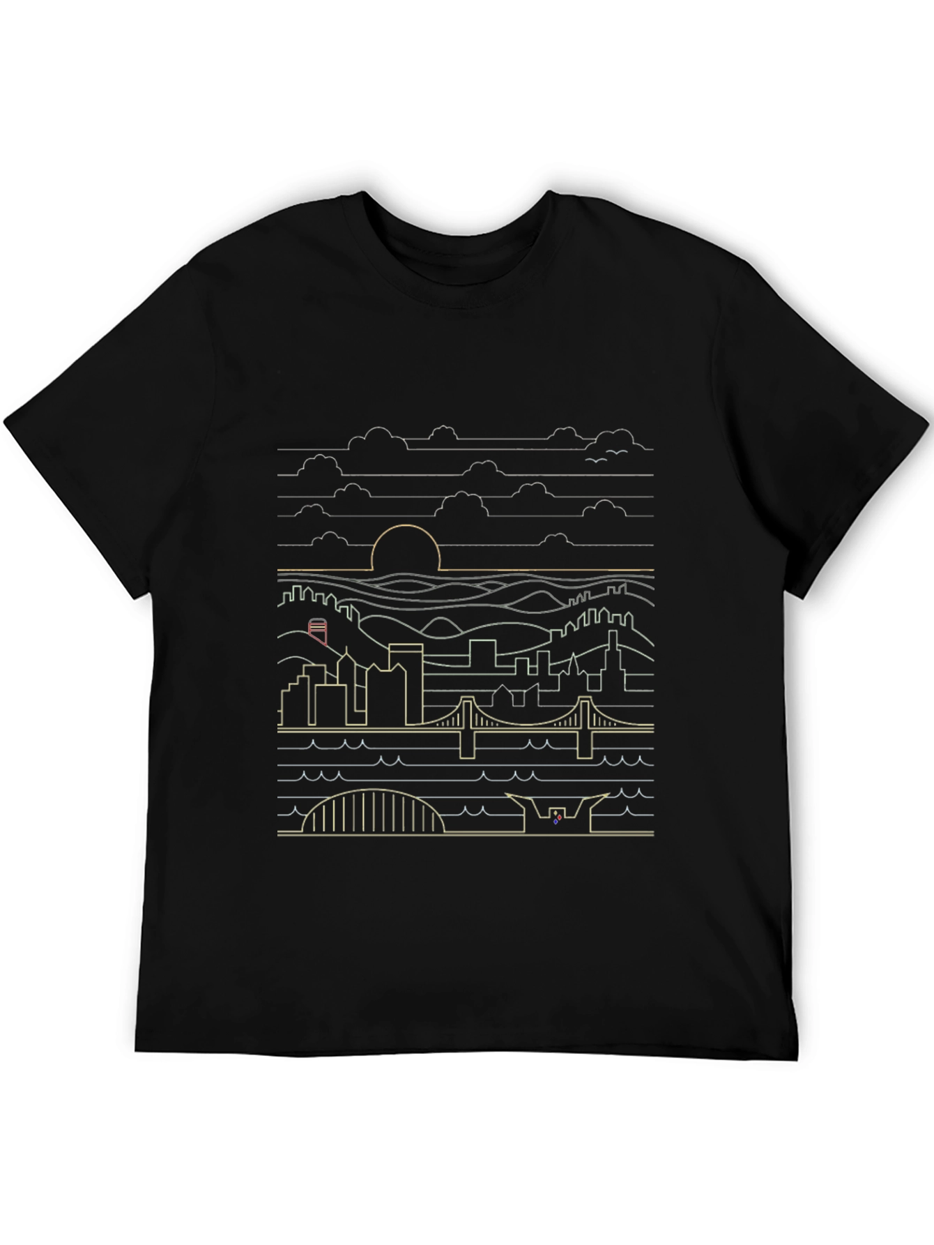 Cityscape Line Art Graphic Tee - Stylish Urban Design