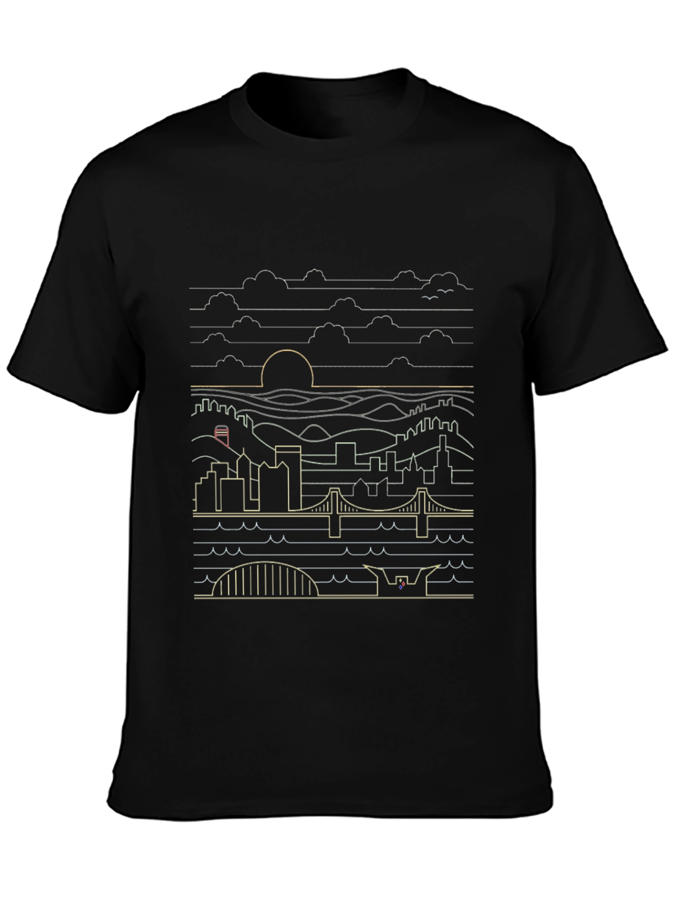 Cityscape Line Art Graphic Tee - Stylish Urban Design