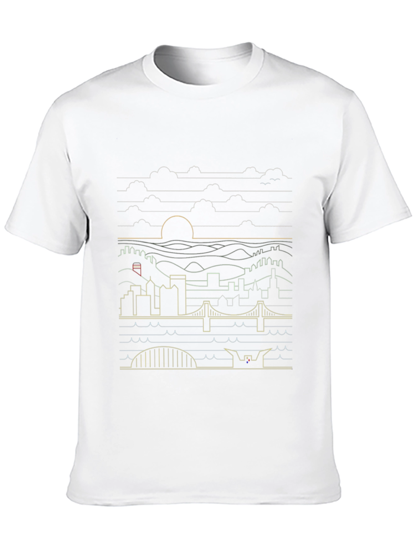 Cityscape Line Art Graphic Tee - Stylish Urban Design