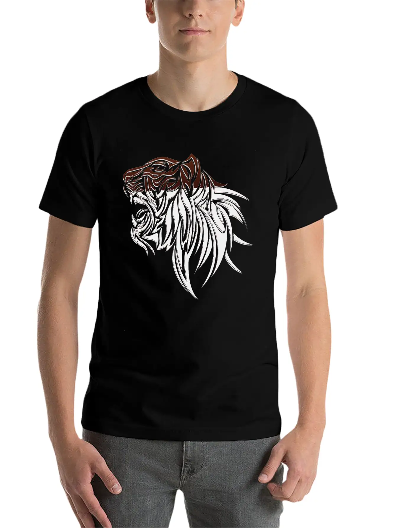Lion Head Unisex Casual T-Shirt – Clean Design For Daily Comfort