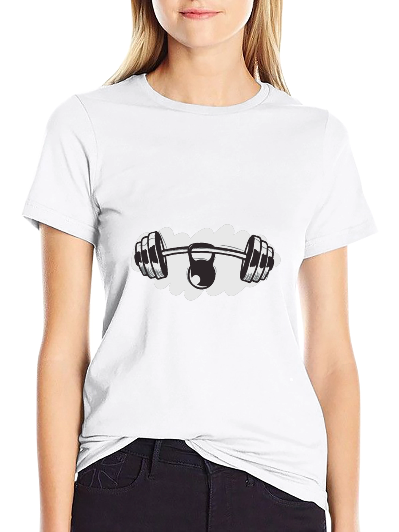 Gym & Kettlebell Graphic Tee - Black Cotton