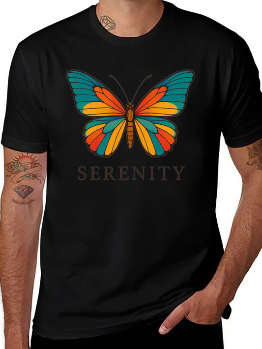 Serenity Butterfly Graphic Black T-Shirt