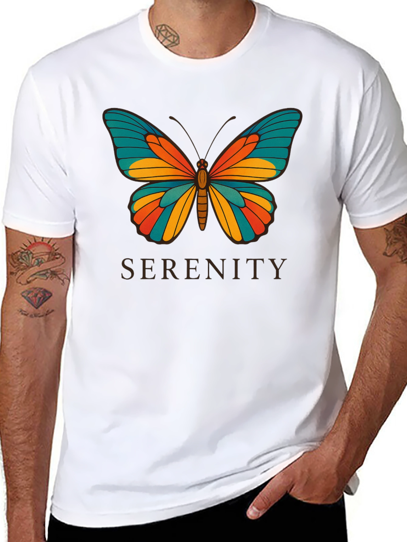 Serenity Butterfly Graphic Black T-Shirt