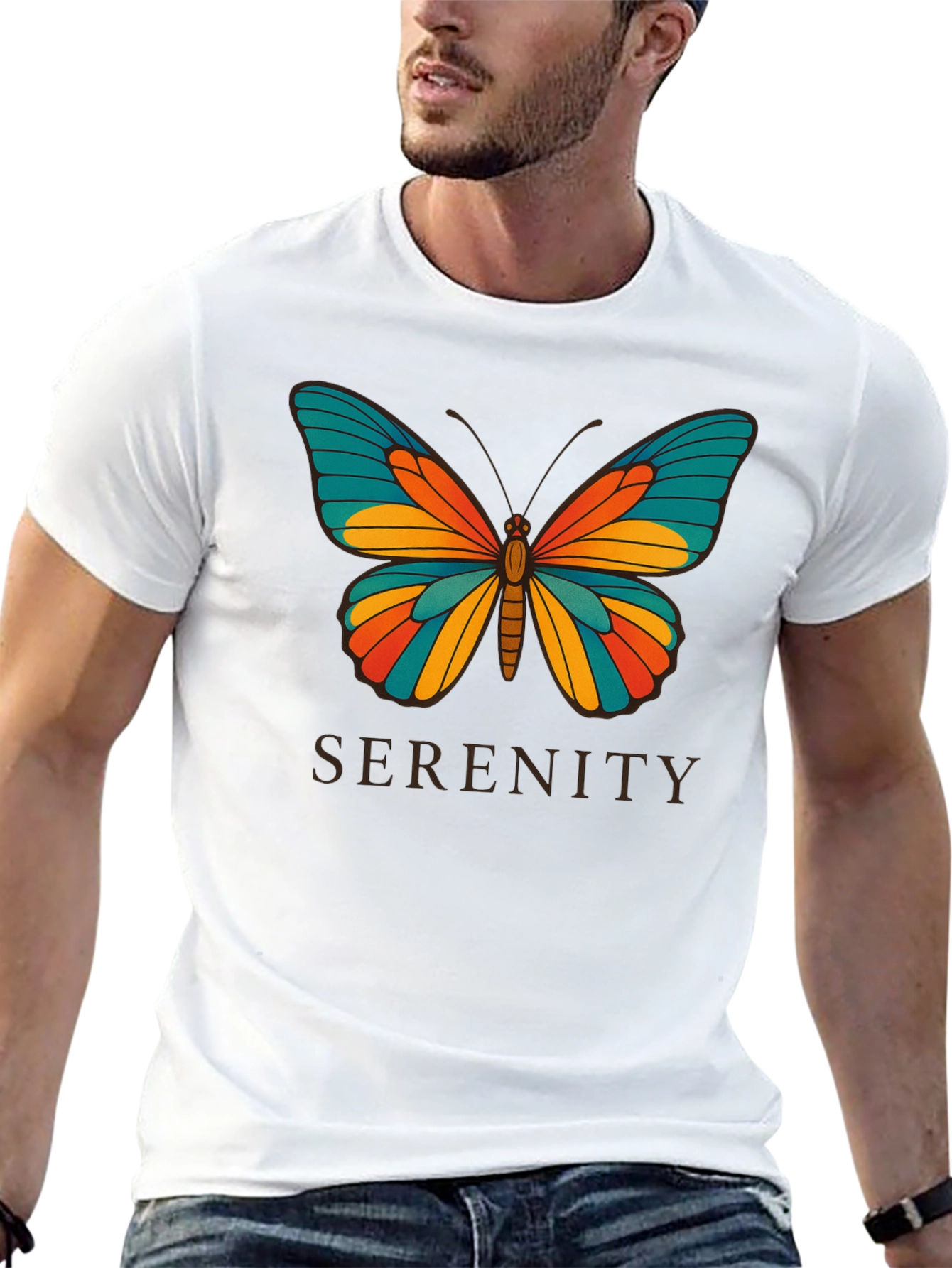 Serenity Butterfly Graphic Black T-Shirt