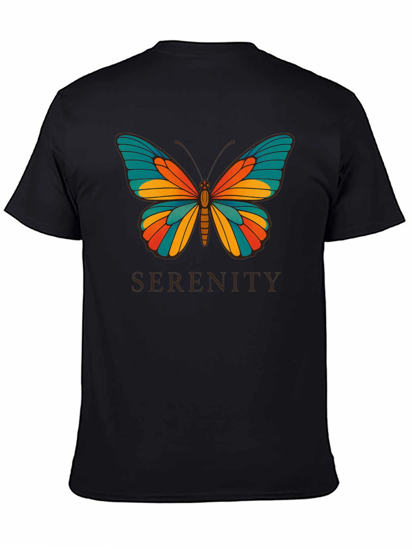 Serenity Butterfly Graphic Black T-Shirt