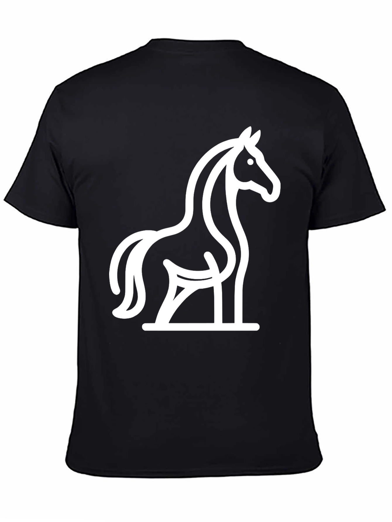 Black T-Shirt with Minimalist Horse Design