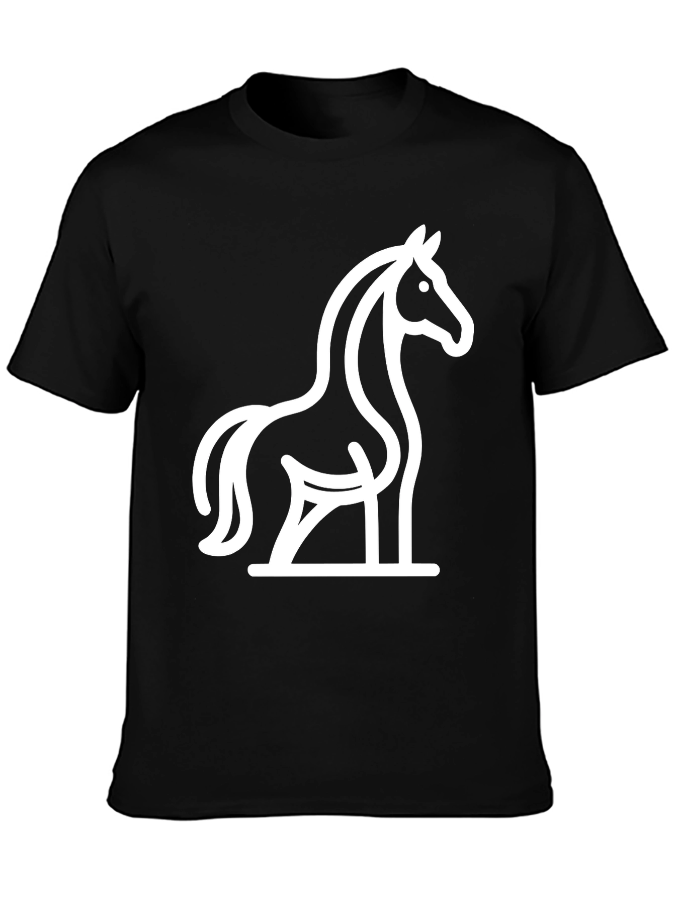 Black T-Shirt with Minimalist Horse Design