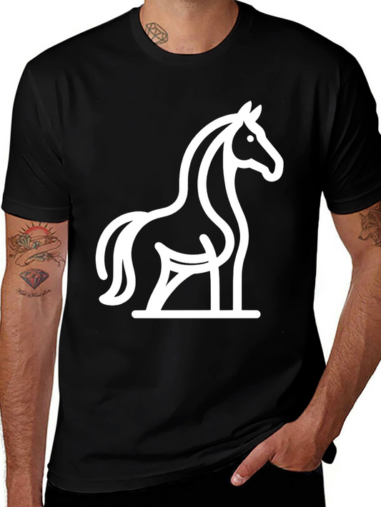 Black T-Shirt with Minimalist Horse Design