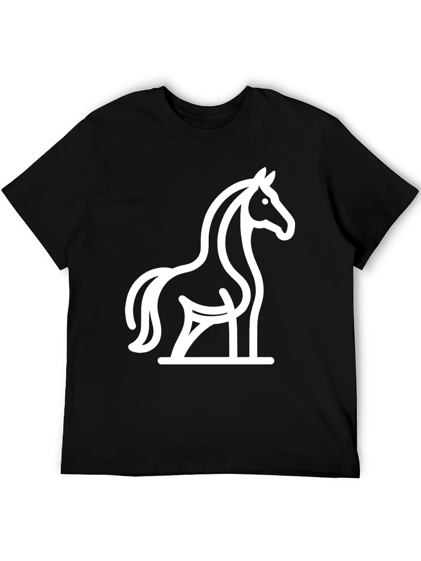 Black T-Shirt with Minimalist Horse Design
