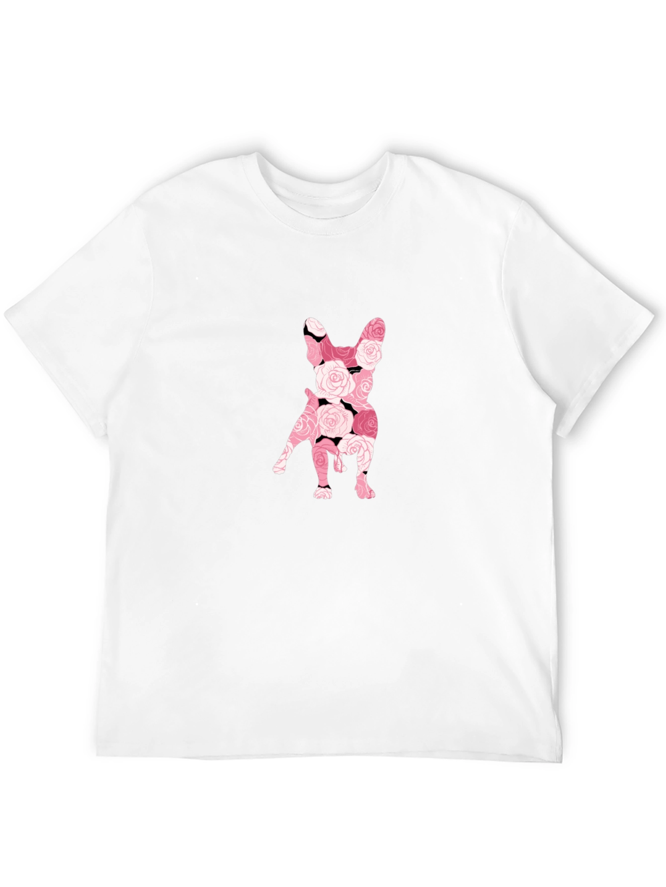Floral French Bulldog Graphic Tee - Black