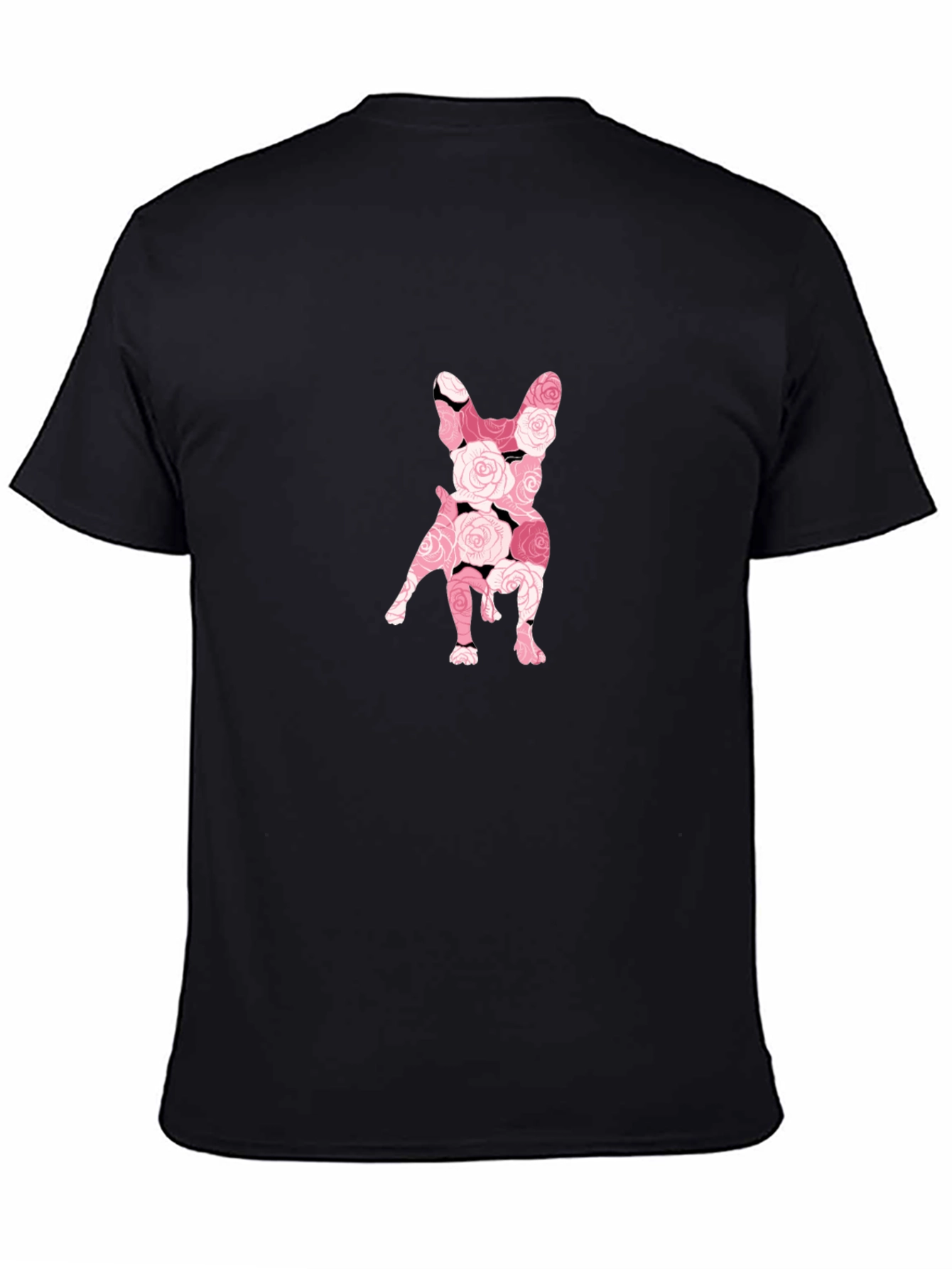Floral French Bulldog Graphic Tee - Black