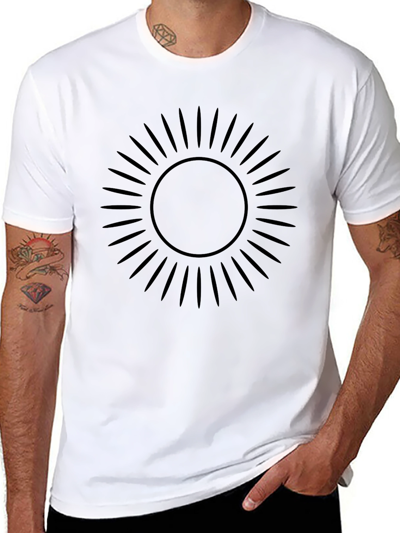 Radiant Sun Graphic Tee - Black Cotton Comfort