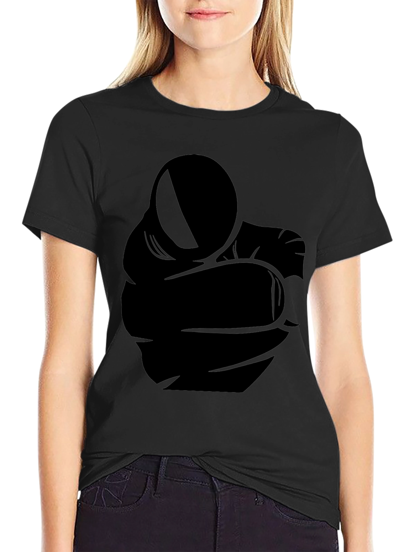 Bold Graphic Tee: Pointing Finger Design - Black