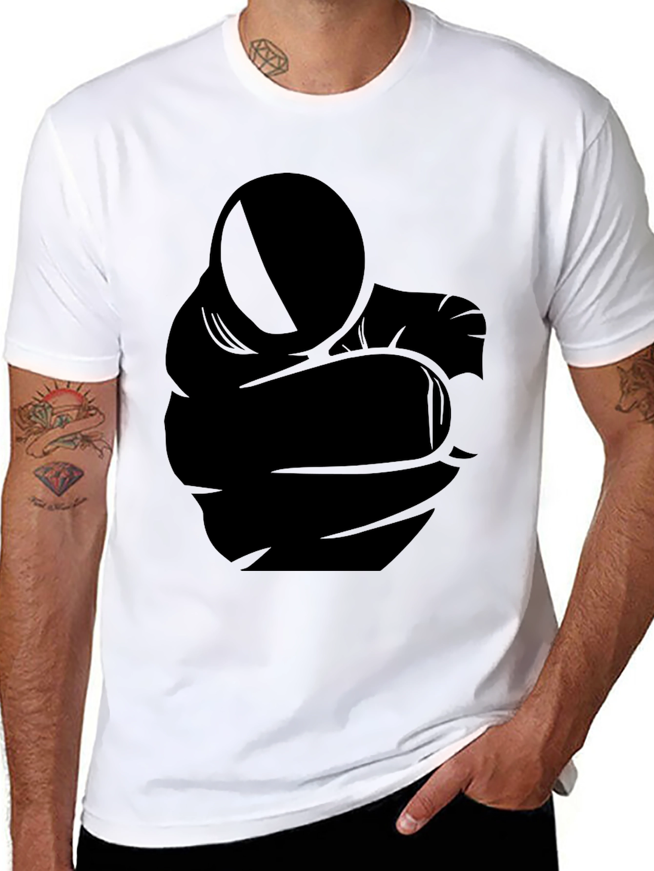Bold Graphic Tee: Pointing Finger Design - Black