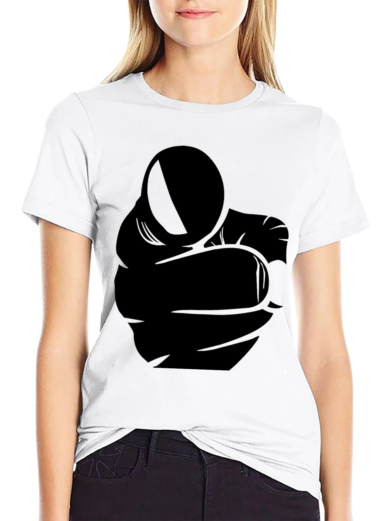 Bold Graphic Tee: Pointing Finger Design - Black