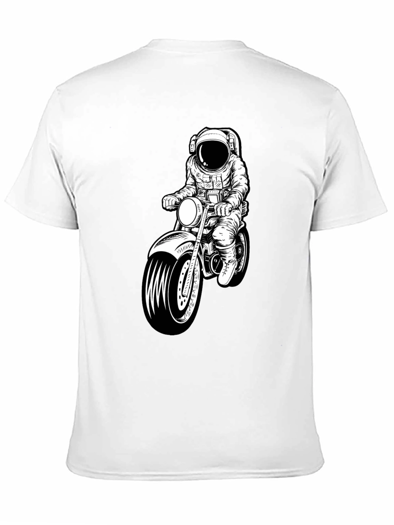 Astronaut Motorcycle Graphic T-Shirt - Black Crew Neck