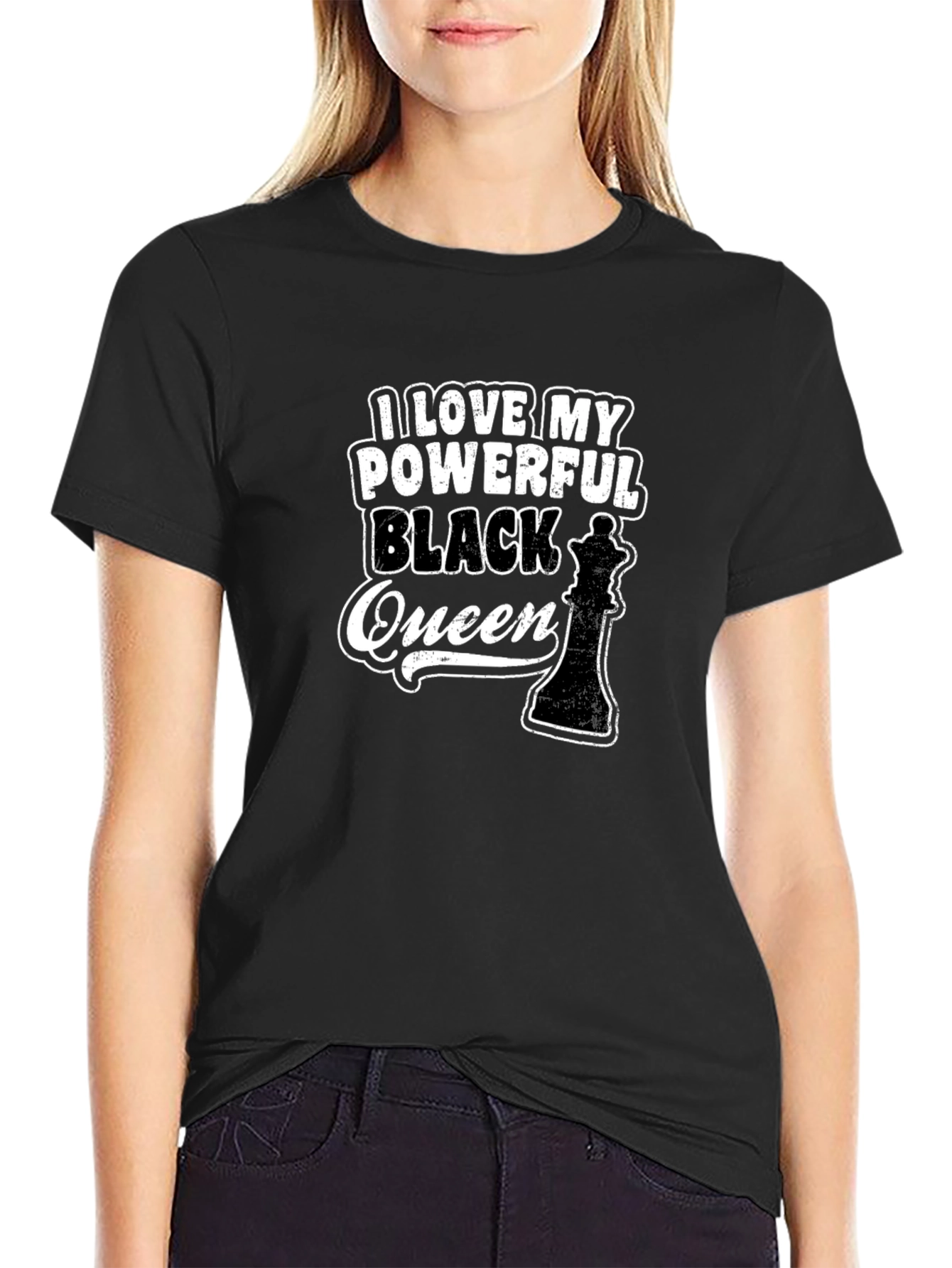 Powerful Black Queen Graphic Tee - Black T-Shirt