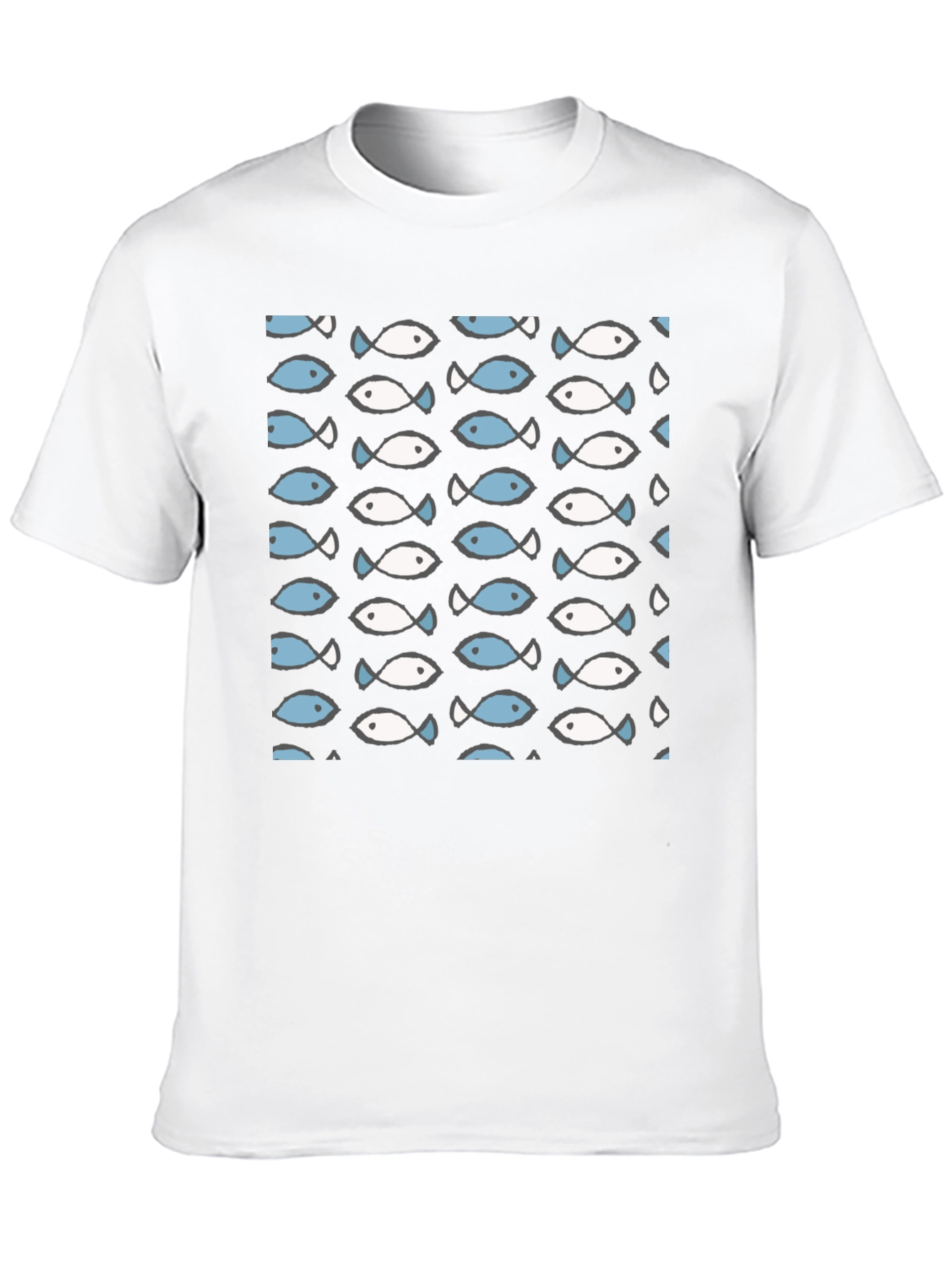 Fish Pattern T-Shirt - Crew Neck