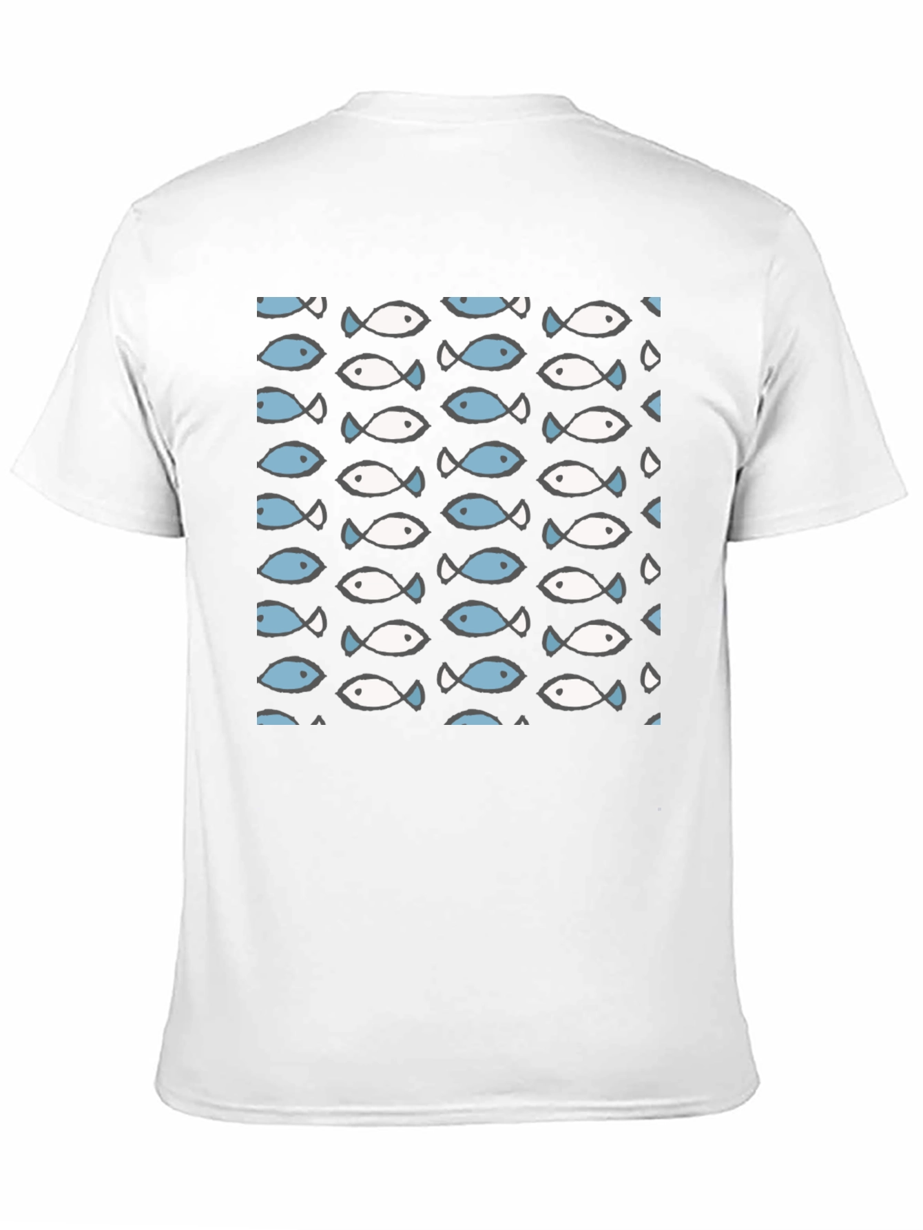 Fish Pattern T-Shirt - Crew Neck