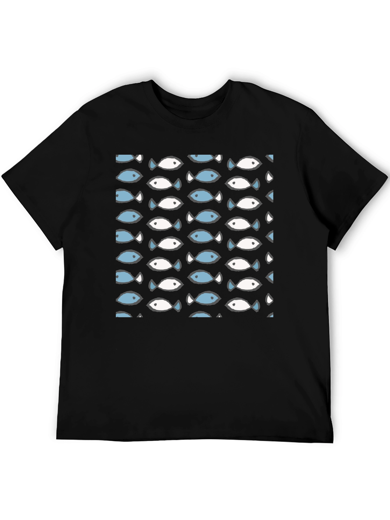 Fish Pattern T-Shirt - Crew Neck
