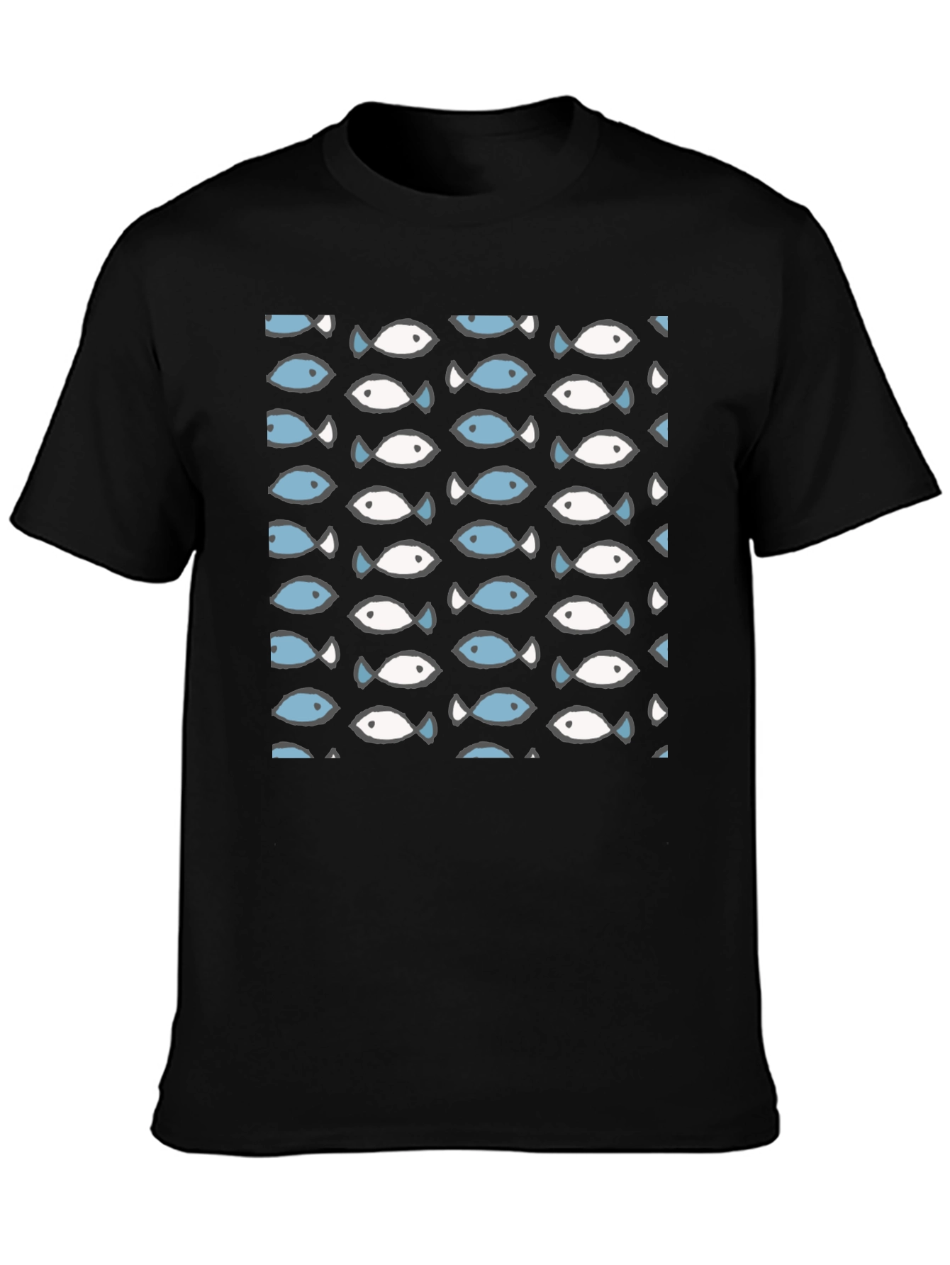 Fish Pattern T-Shirt - Crew Neck