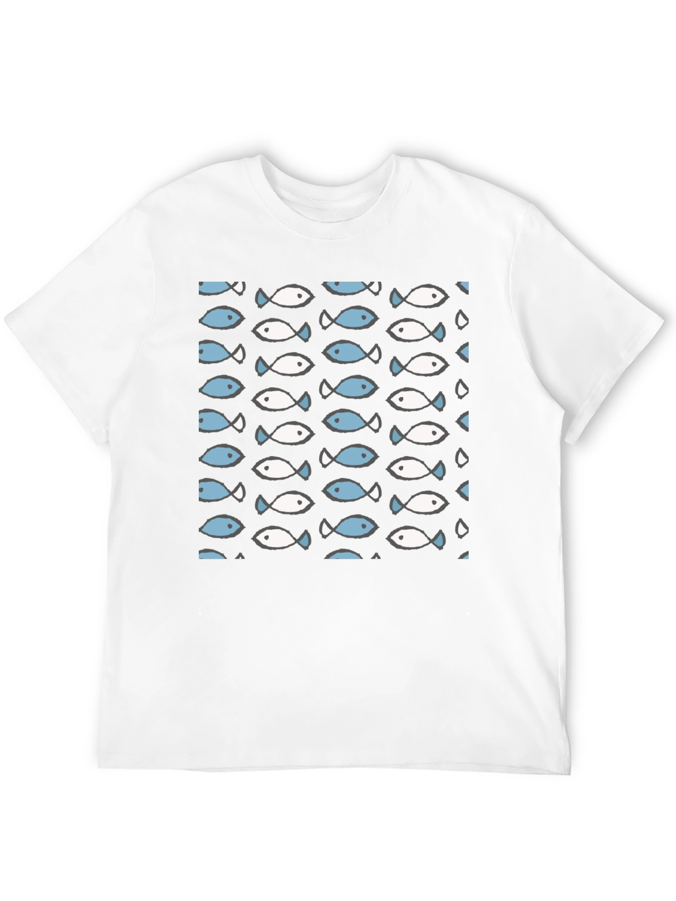 Fish Pattern T-Shirt - Crew Neck
