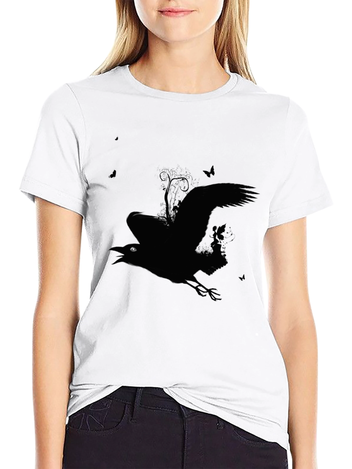 Raven Silhouette Graphic Tee - Mens Black T-Shirt