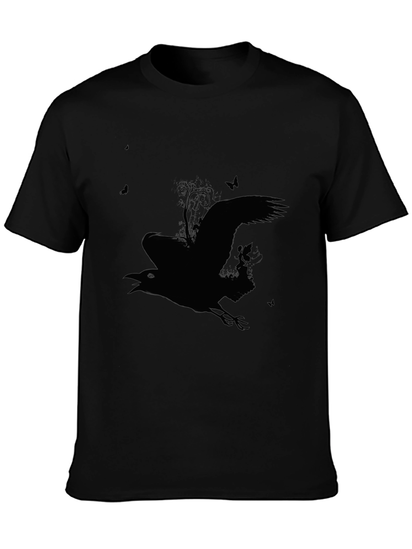 Raven Silhouette Graphic Tee - Mens Black T-Shirt