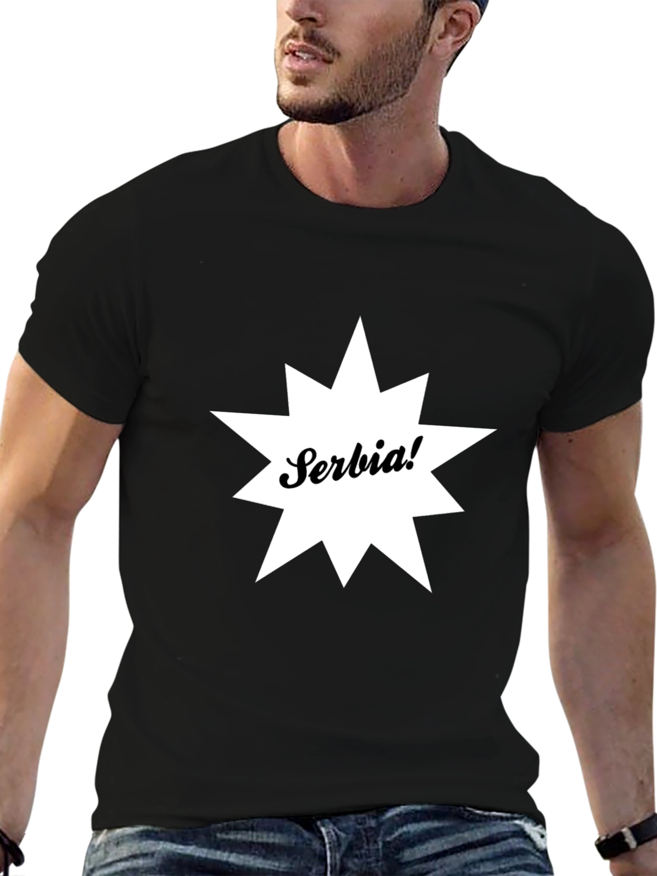 Serbia Graphic Tee - Black Cotton T-Shirt