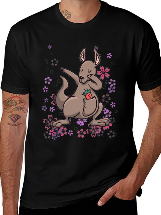 Dabbing Kangaroo Floral T-Shirt - Unique Graphic Tee