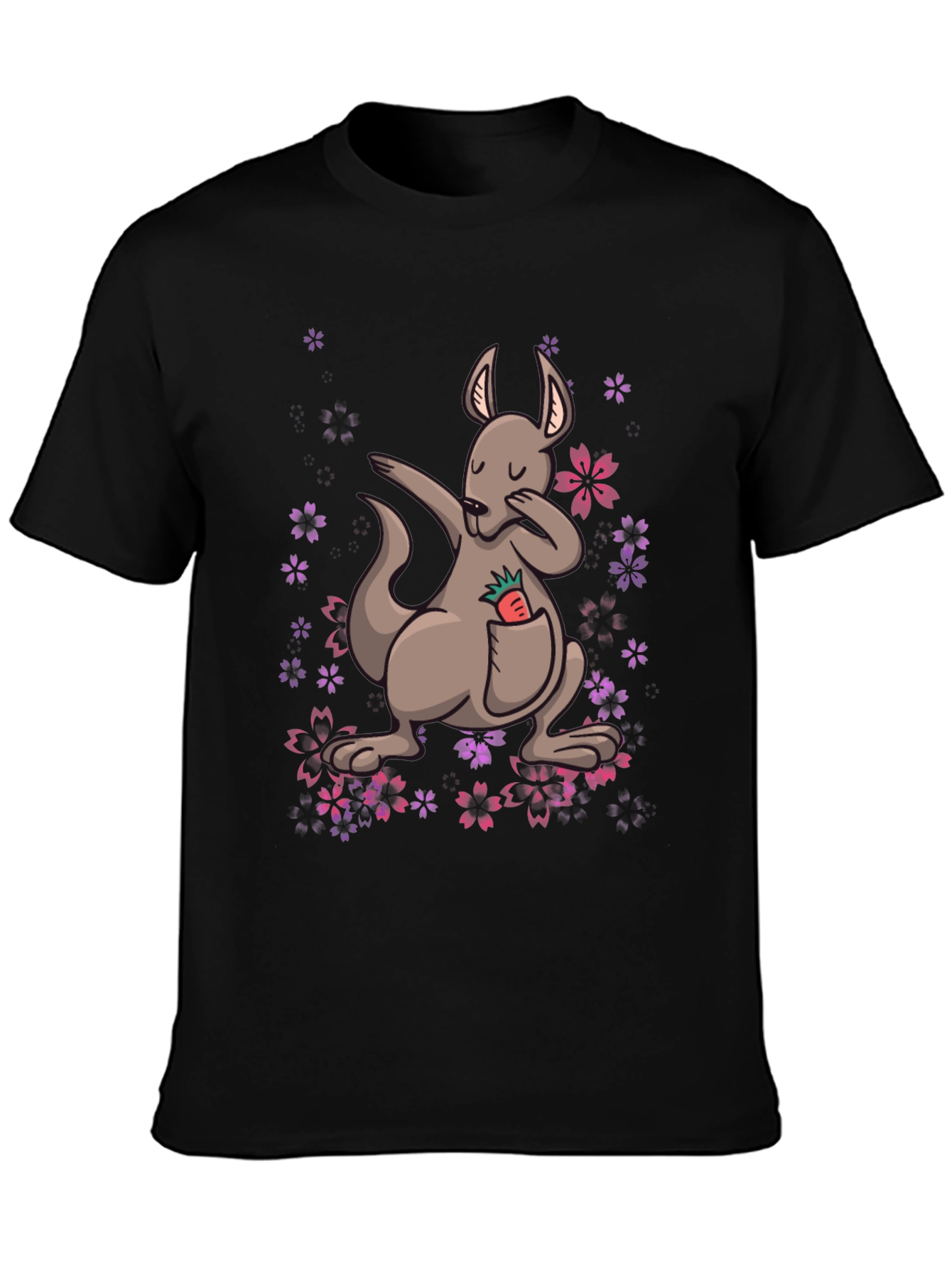 Dabbing Kangaroo Floral T-Shirt - Unique Graphic Tee