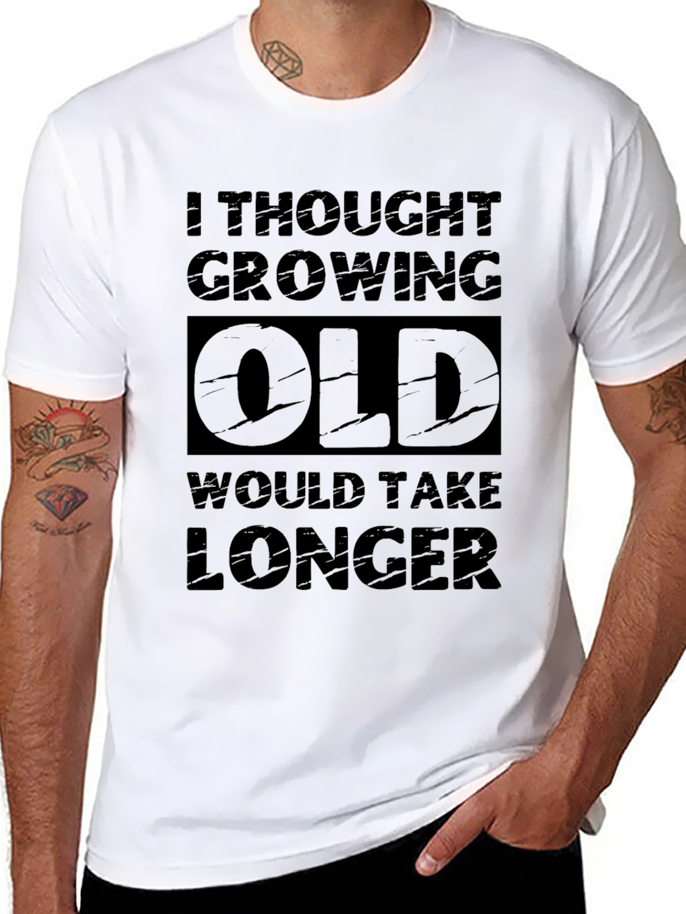 Funny Growing Old Black Graphic Tee