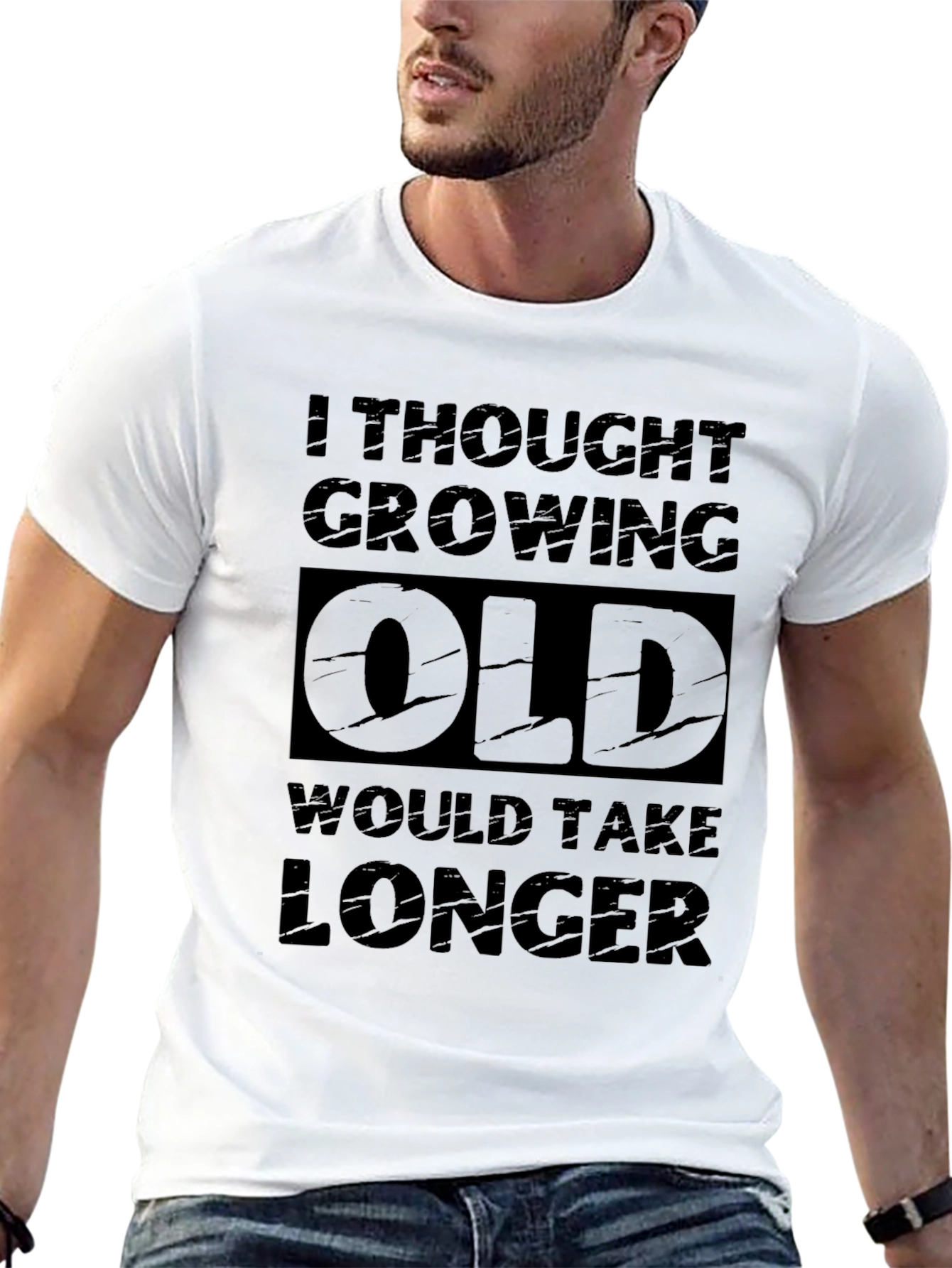 Funny Growing Old Black Graphic Tee