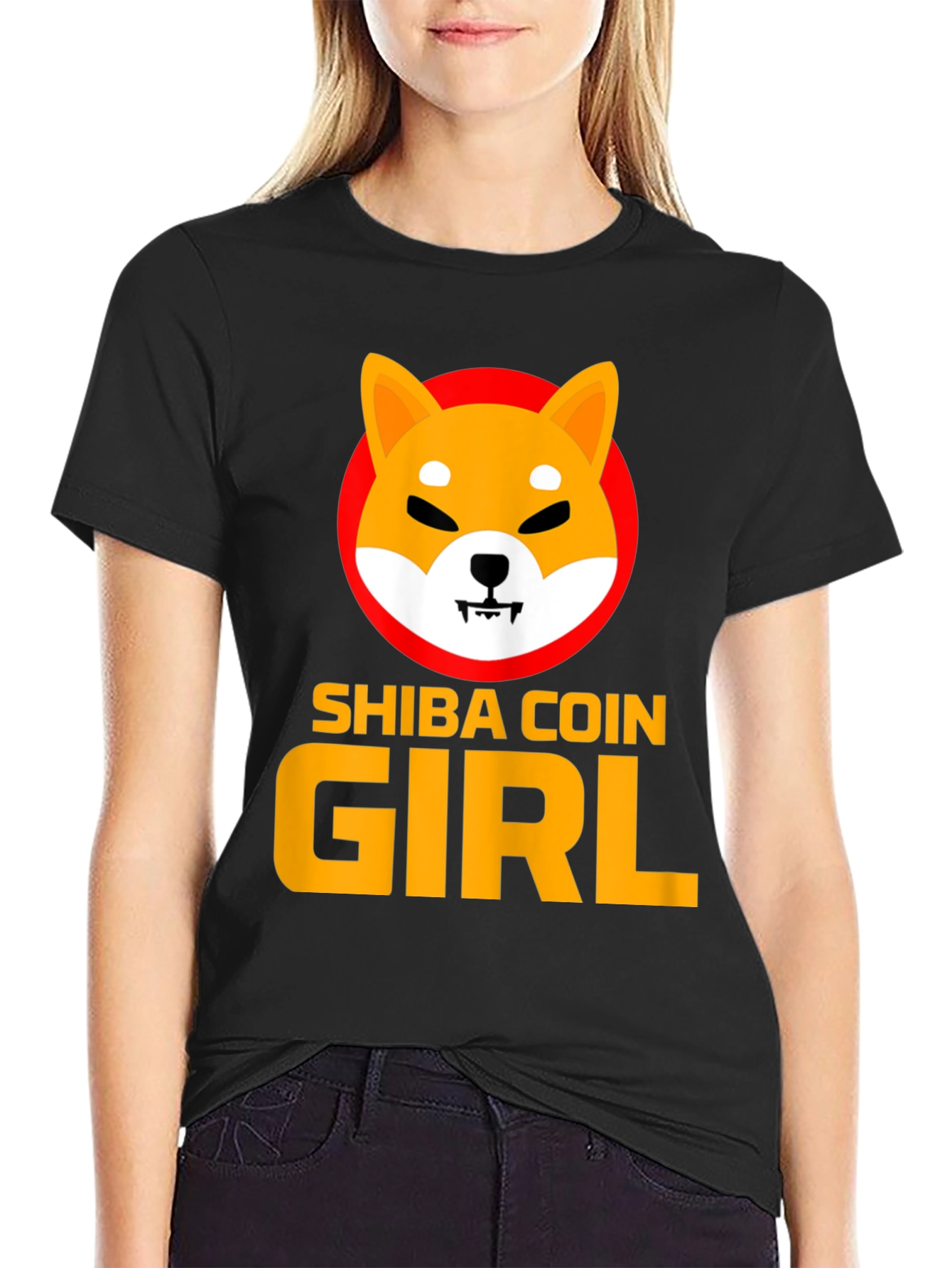 Shiba Coin Girl Graphic Tee - Black