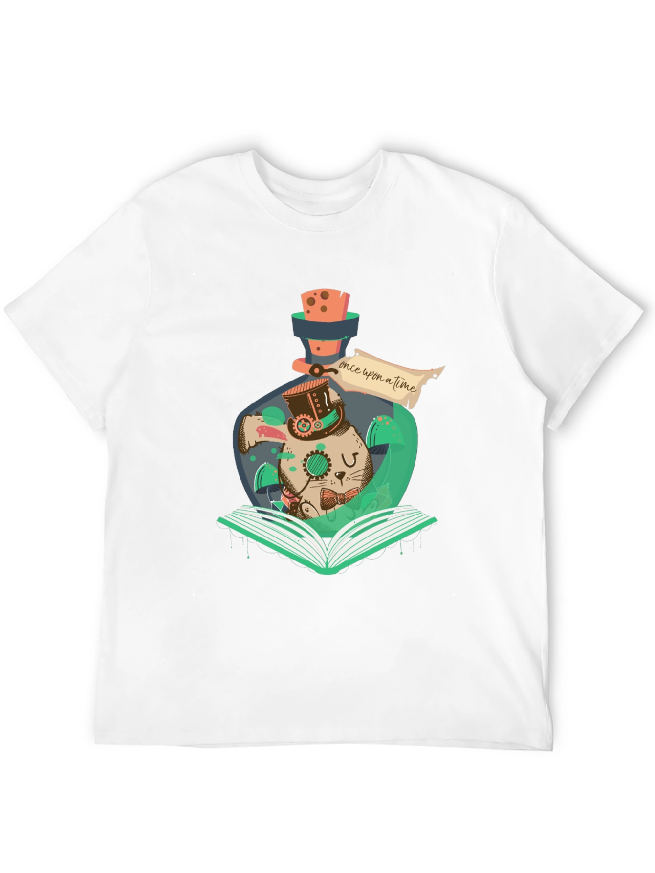 Steampunk Rabbit Bottle Graphic Tee - Mens Black T-Shirt