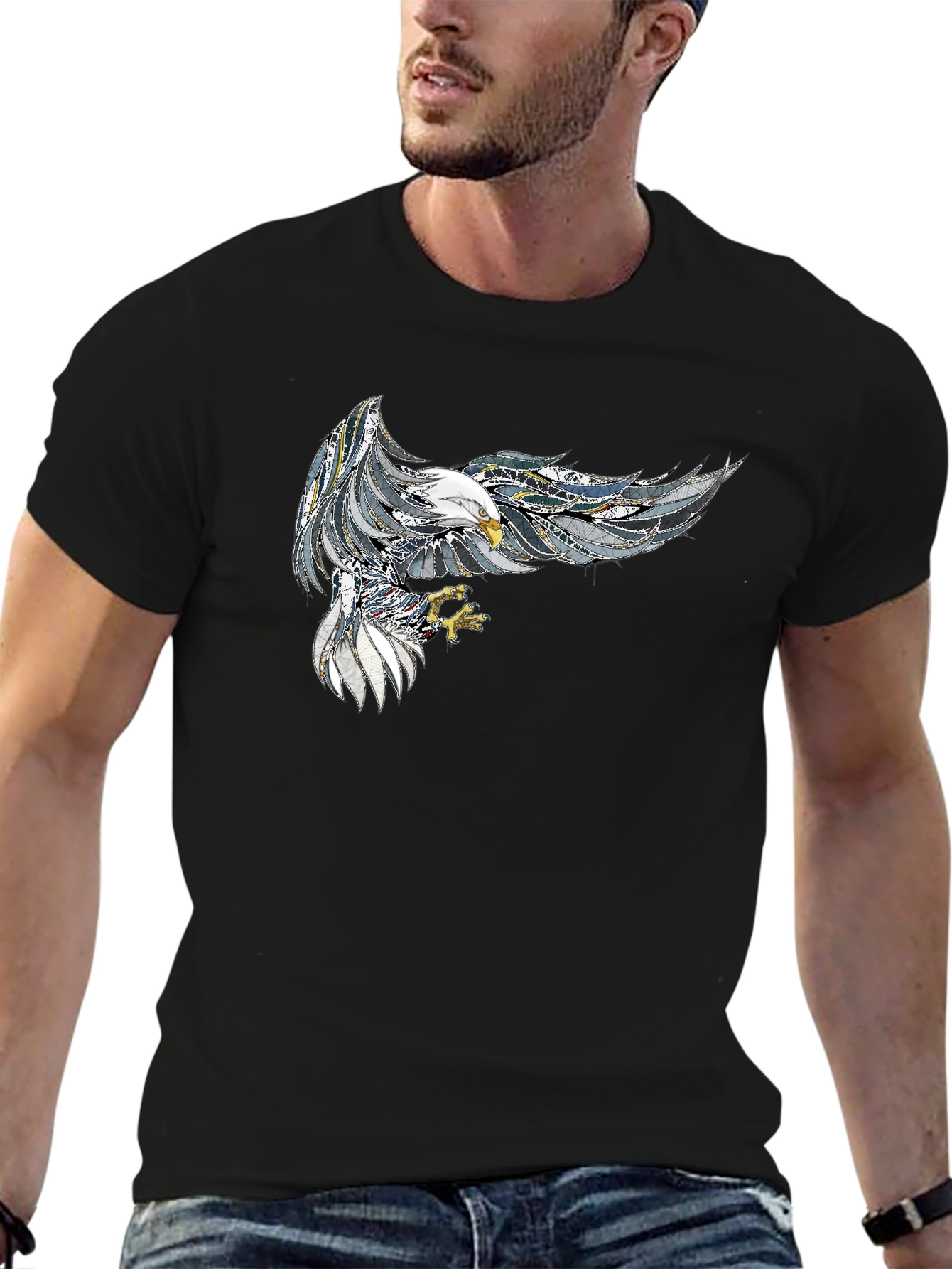 Mens Black Eagle Graphic Tee
