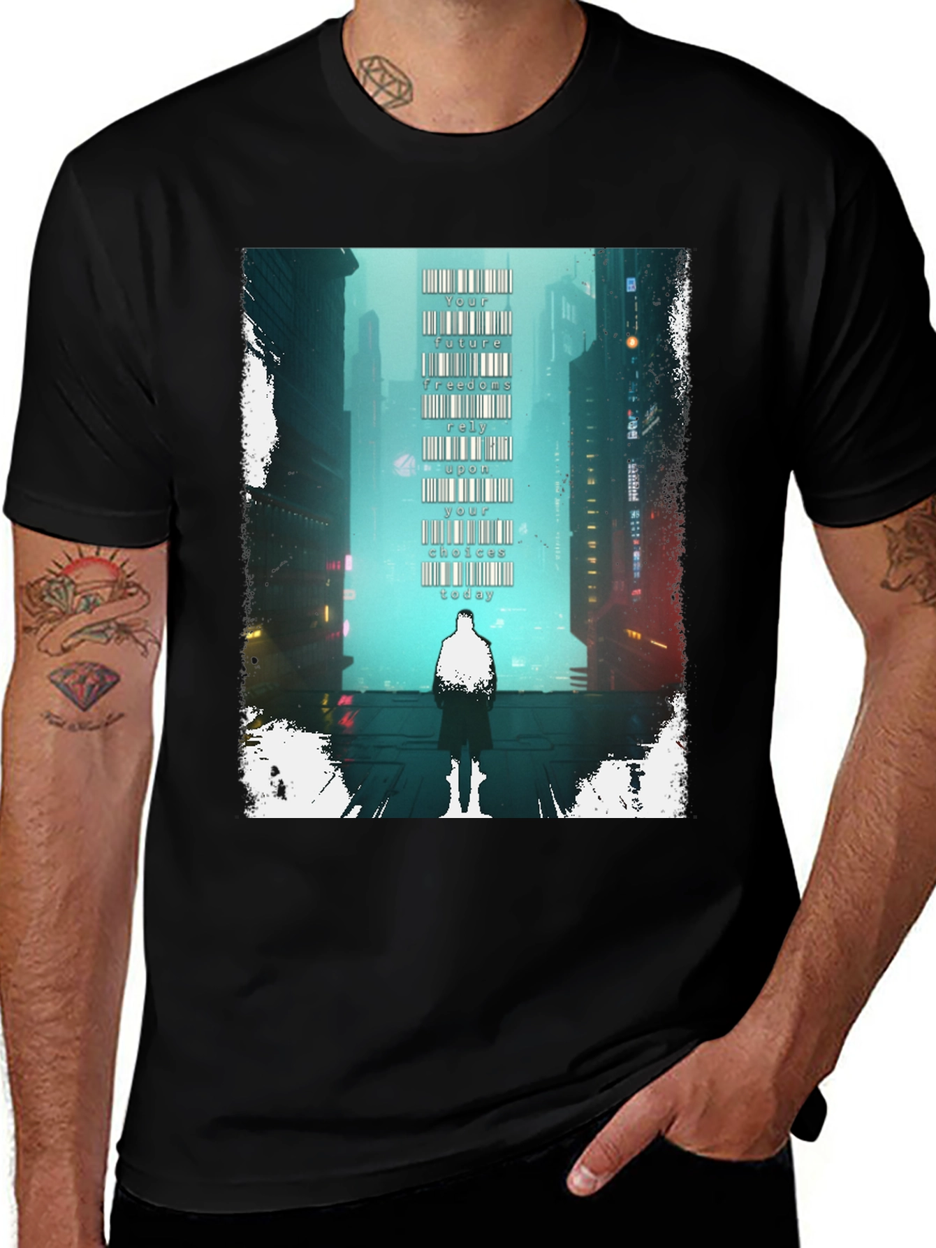 Cyberpunk Cityscape Graphic Tee