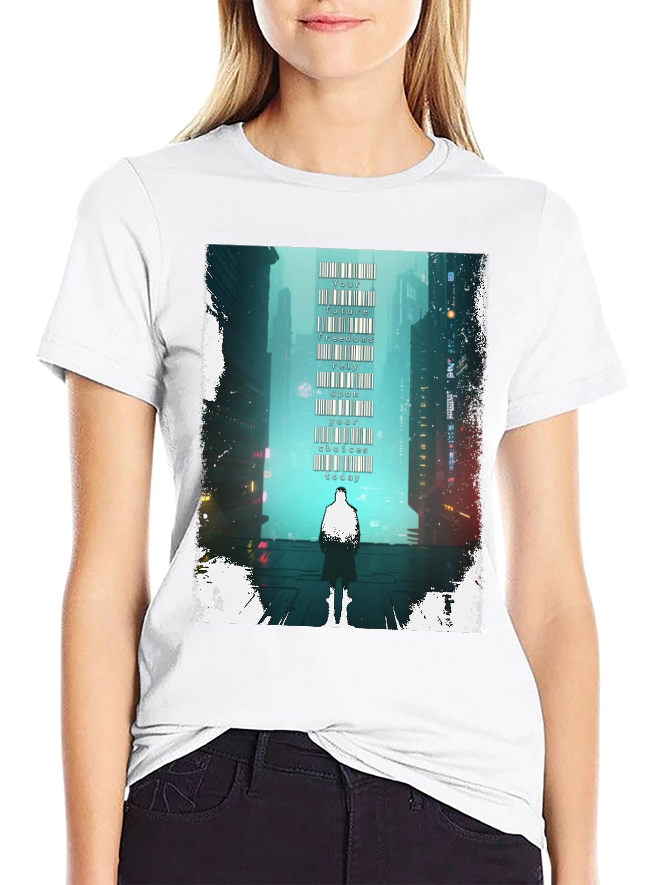 Cyberpunk Cityscape Graphic Tee