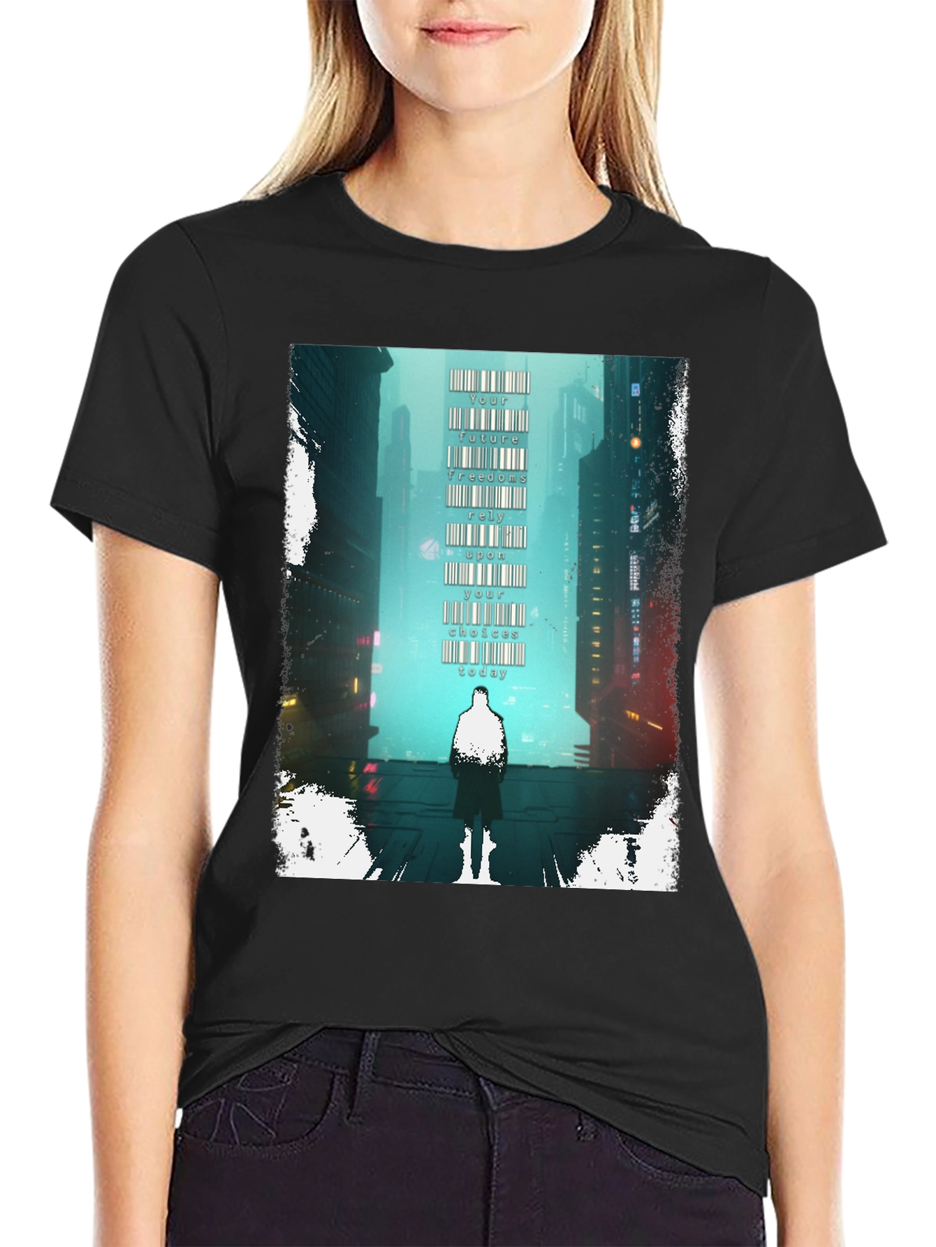 Cyberpunk Cityscape Graphic Tee