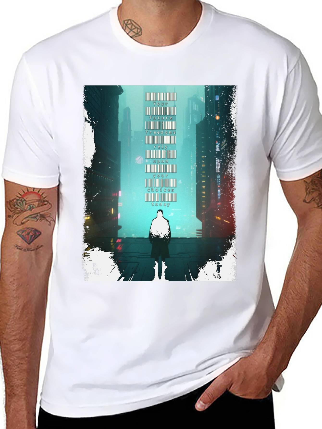 Cyberpunk Cityscape Graphic Tee