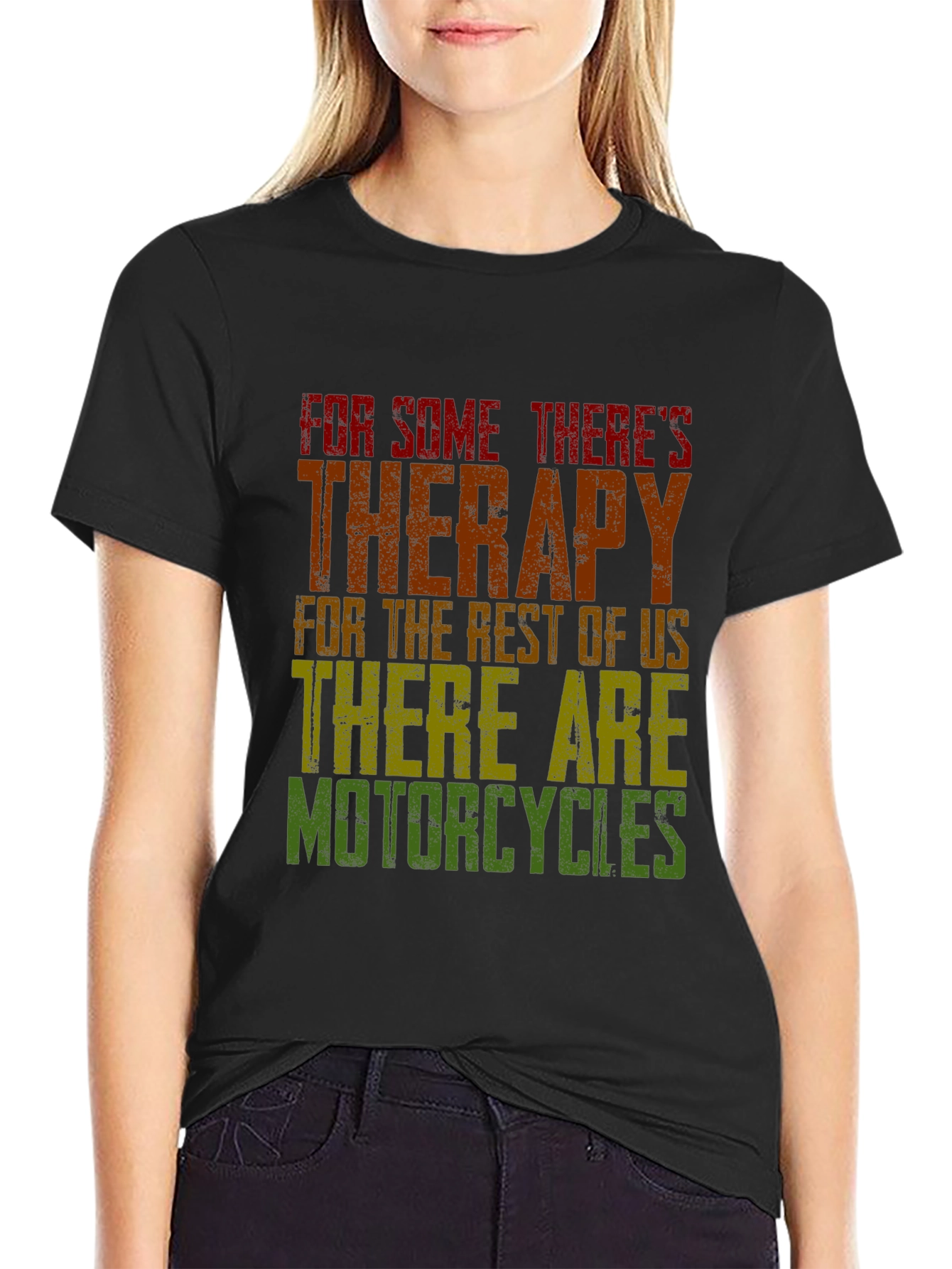 Motorcycle Therapy Graphic Tee - Black Cotton Blend