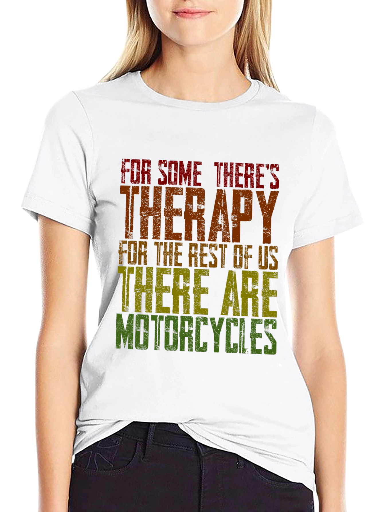 Motorcycle Therapy Graphic Tee - Black Cotton Blend