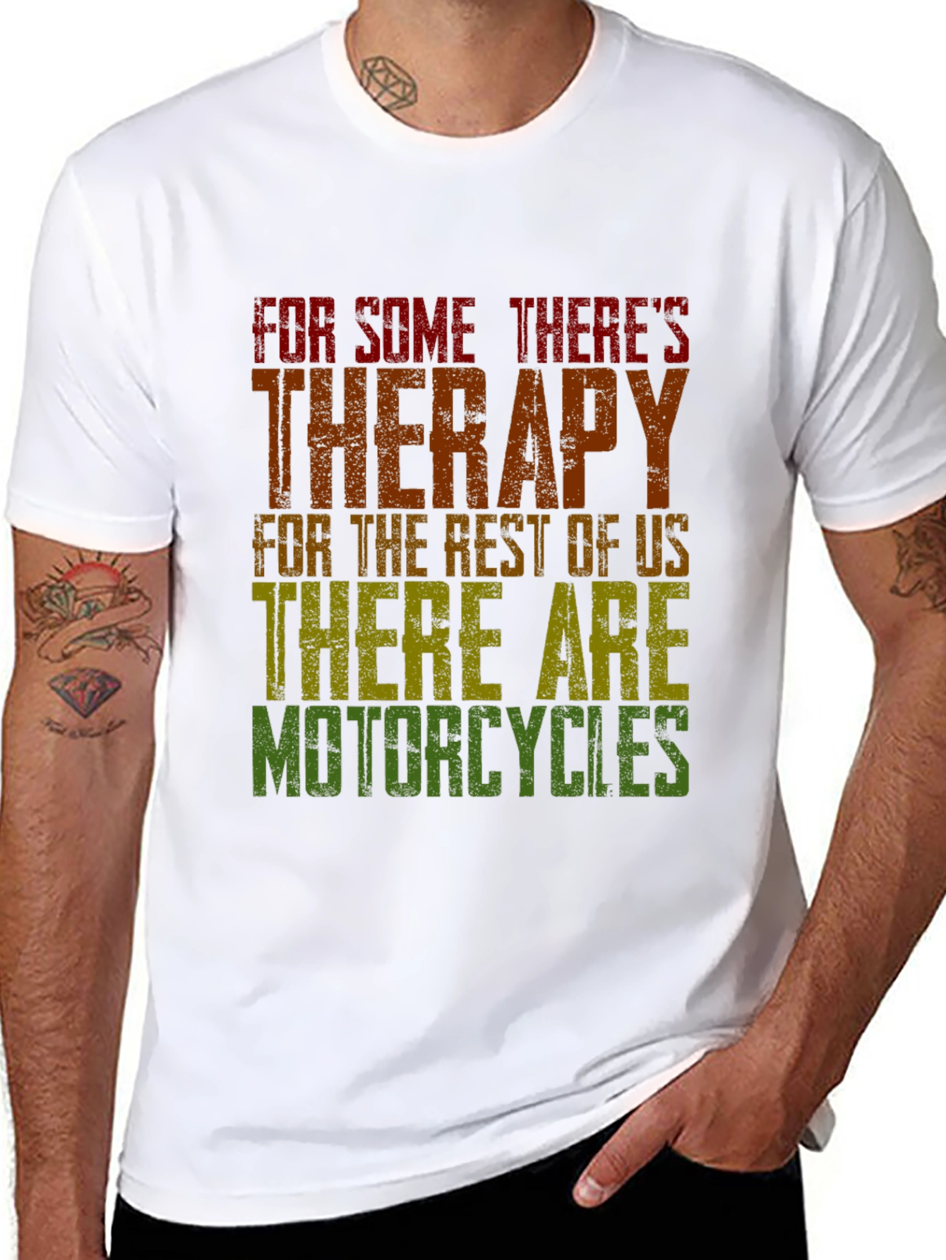 Motorcycle Therapy Graphic Tee - Black Cotton Blend