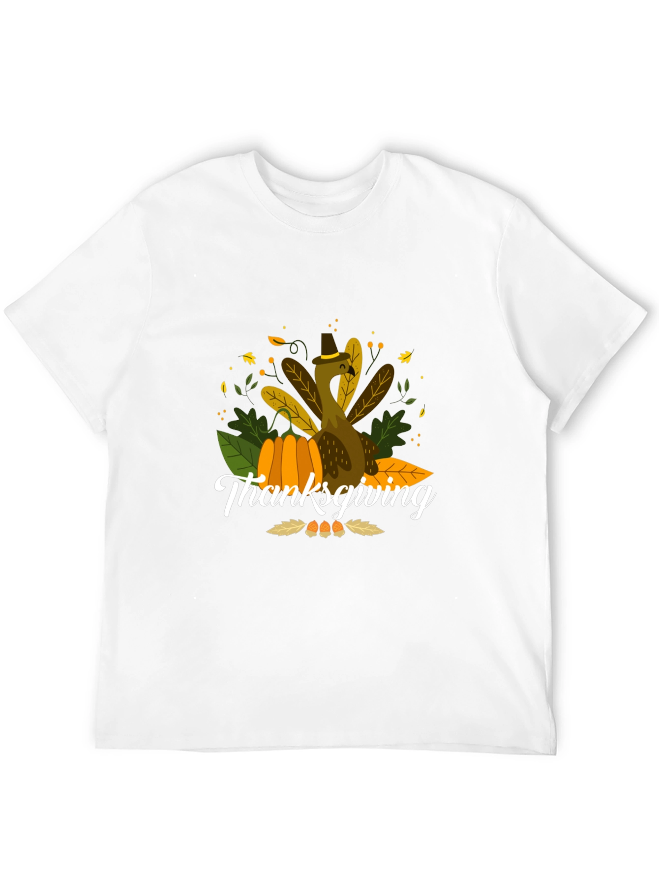 Thanksgiving Turkey Graphic Black T-Shirt